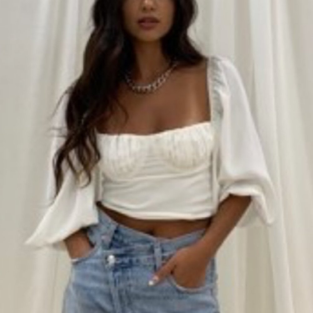 Give Me Romance Top White Puff Sleeves - Picture 4 of 13